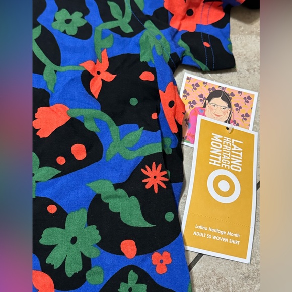 Adult Collar Shirt, floral print, short sleeve - Picture 4 of 4